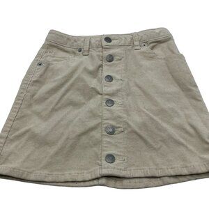 Cat & Jack Girls 7 / 8 Corduroy Mini Skirt Ivory Beige Cotton Blend Button Front